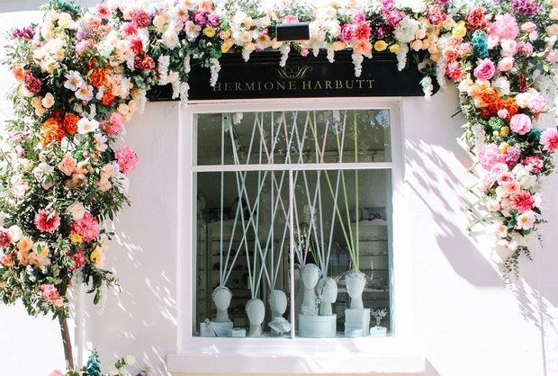 Luxury accessory designer Hermione Harbutt celebrates four years in the bridal business with stunning floral spectacle: Image 1