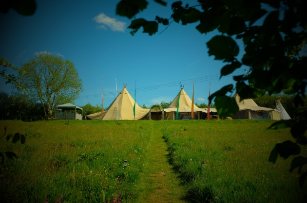 The Triple Tipi at Penybanc Farm, Carmarthenshire