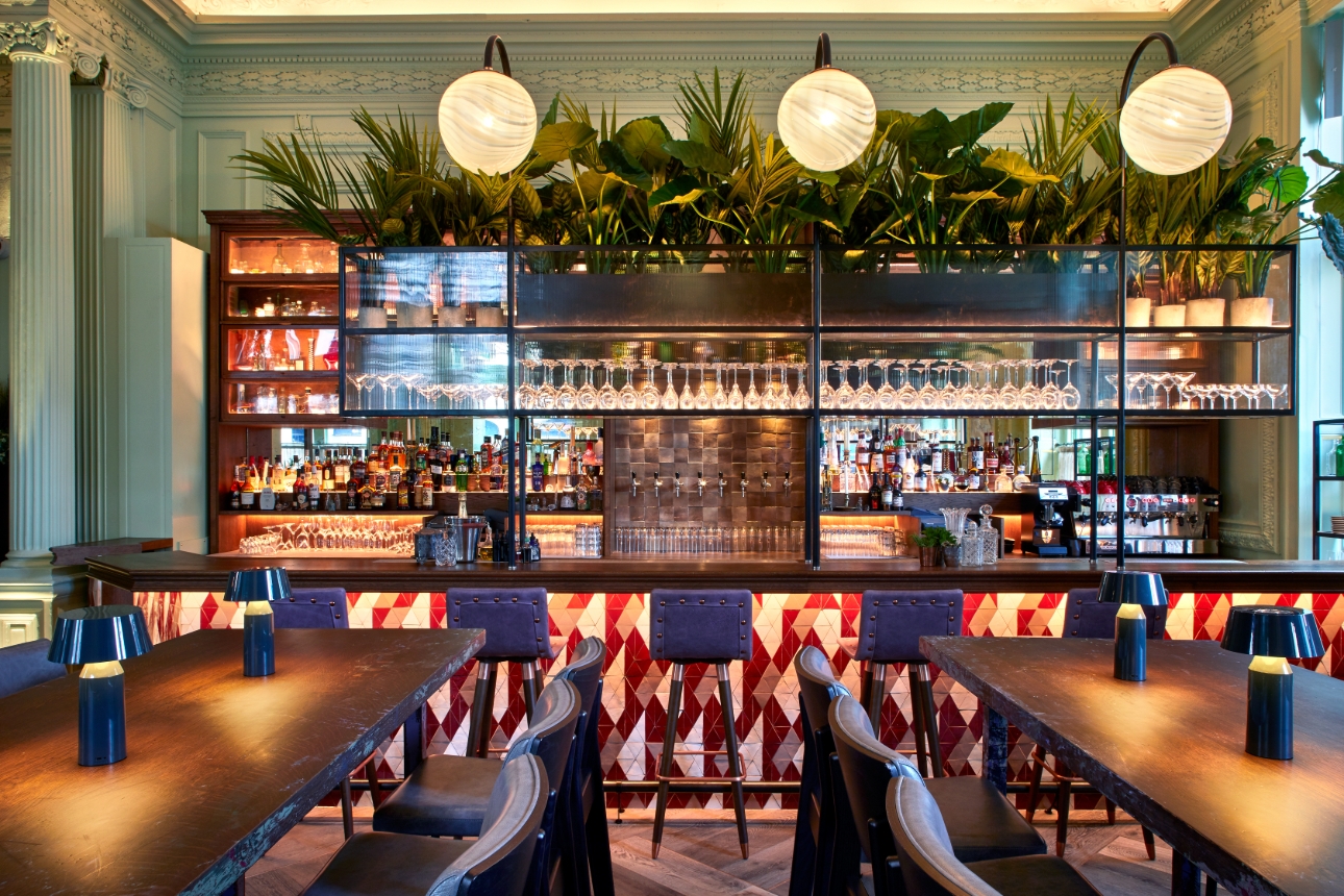 Shot of the bar inside andaz hotel