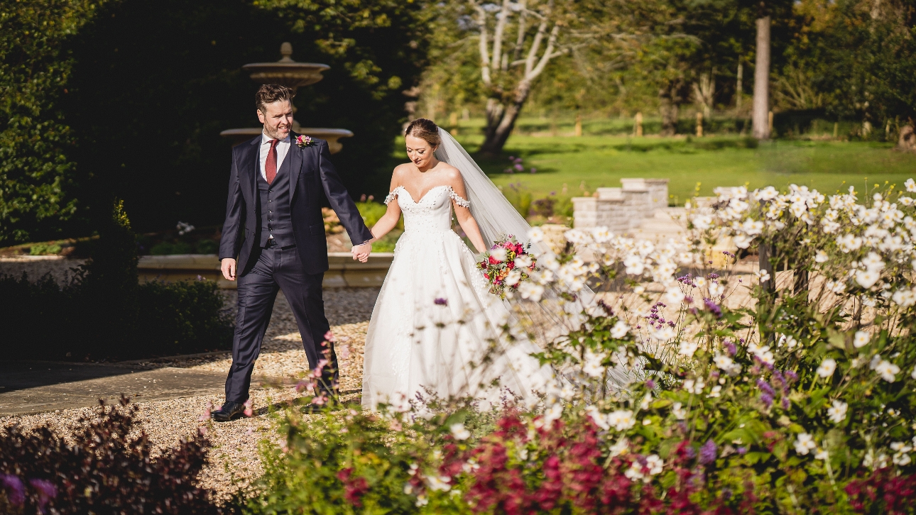 Walking through garden