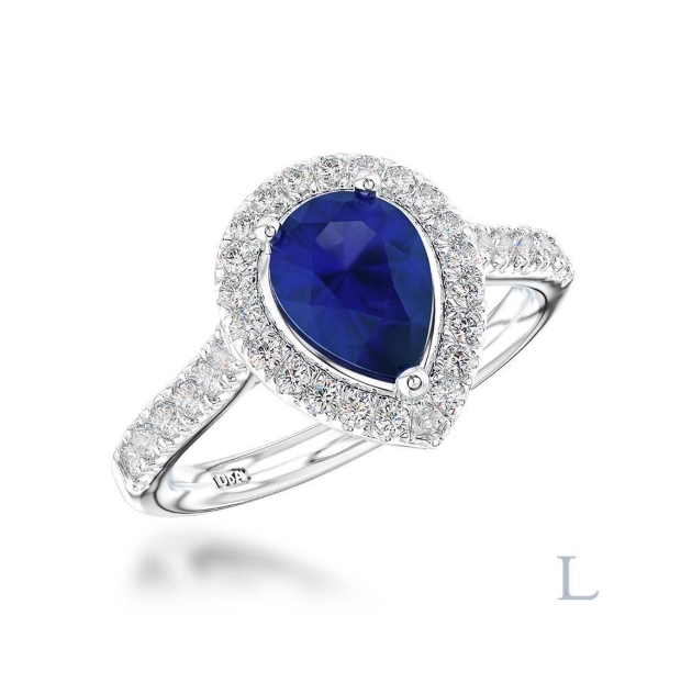 Platinum 0.46ct Pear Shape Cut Sapphire Ring