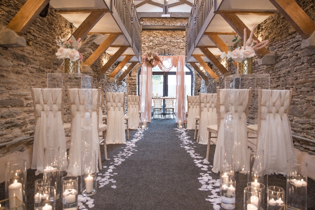 Ceremony space inside Llechwen Hall Hotel