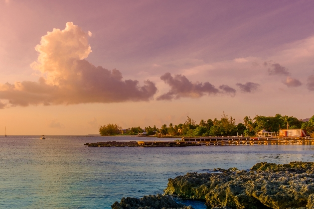 Sunset over the Caribbean Sea by George Town, Grand Cayman