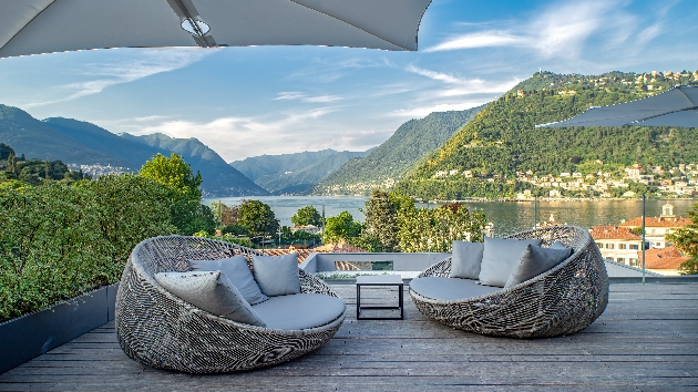 Outdoor furniture overlooking Lake Como