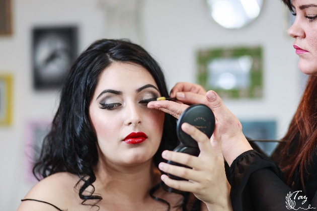 Bride having her make-up done