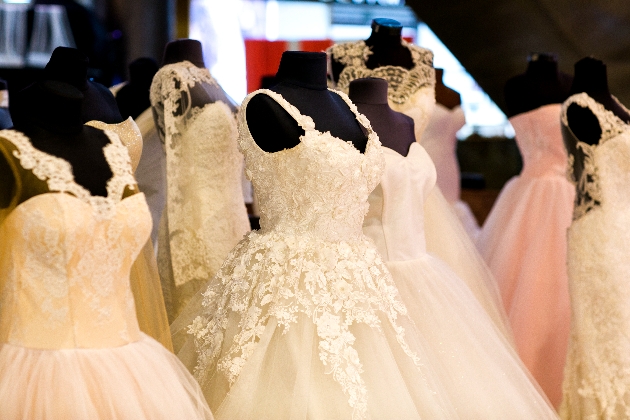 Wedding dresses on mannequins