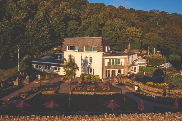 drone image of Oxwich Bay Hotel