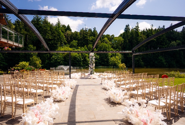 An outdoor wedding set up