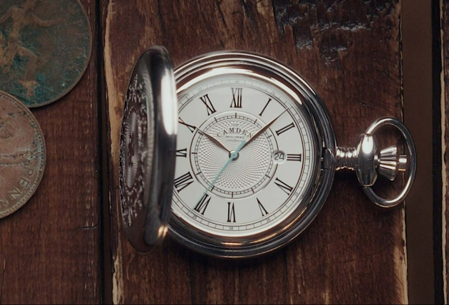 A silver pocket watch