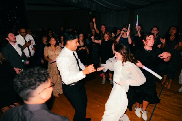 Wedding guests dancing